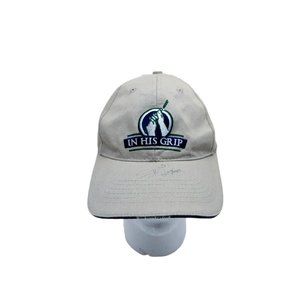 "In His Grip" Golf Cap Beige buckle strap autographed